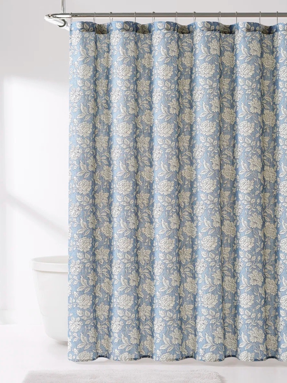 Floral linen texture vintage retro shower curtain 72x72 Lush Decor machine wash